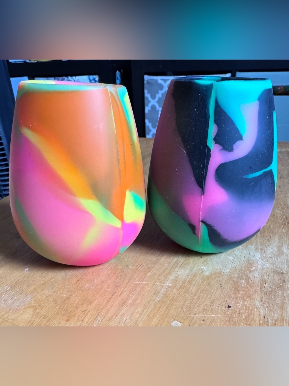 Colorful Swirl Silicone Wine Tumblers - Set of 2